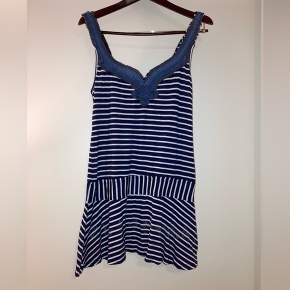 Free PeopleTennis  Tank  Blue & White Stripe - L EUC